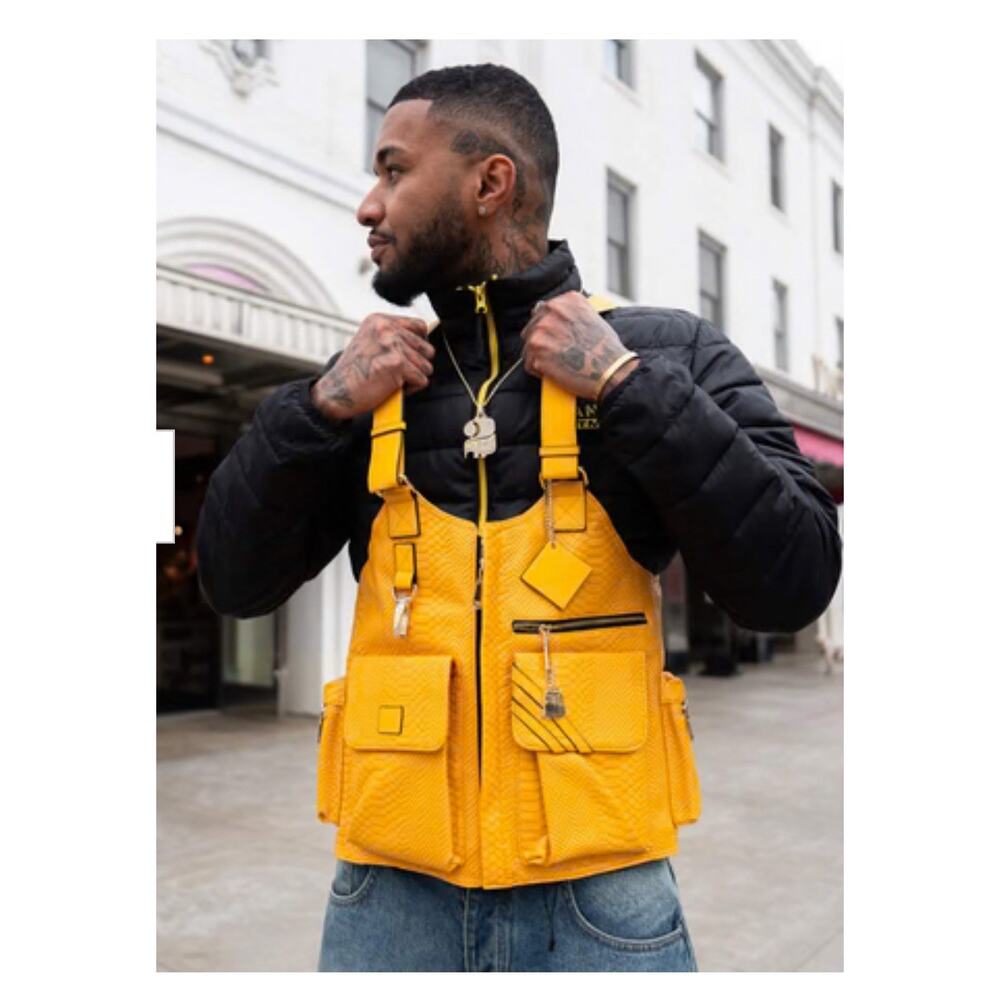 TOTE&CARRY TACTICAL LEATHER VEST IN MUSTARD